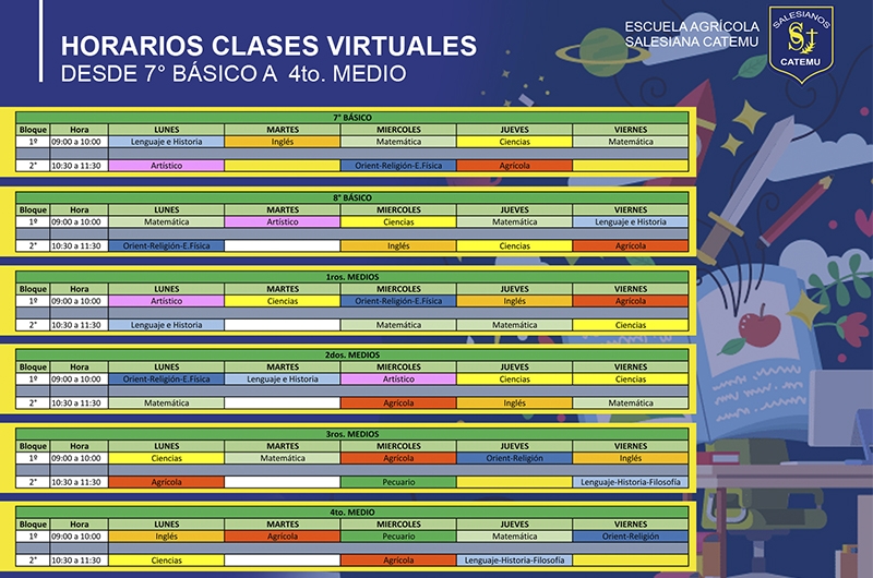 Horarios de clases virtuales
